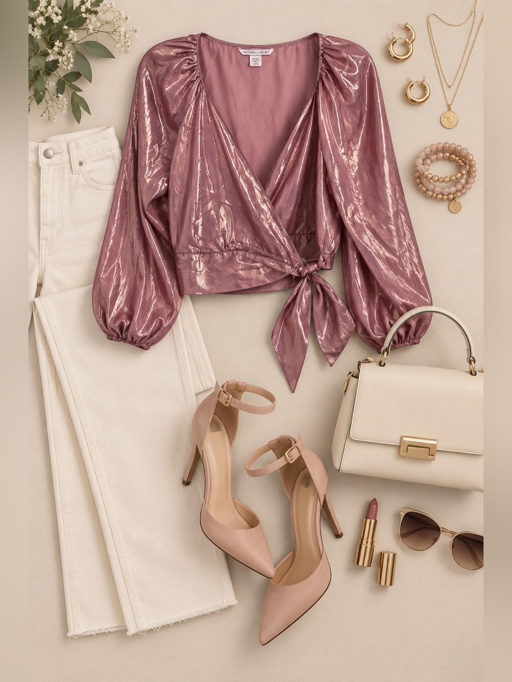 Victoria's Secret Vintage Rose Gold Side Wrap Blouse